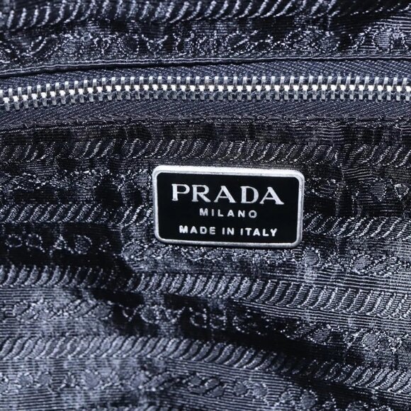 PRADA Tote Bag Nylon Leather Black Silver Auth - Picture 14 of 16